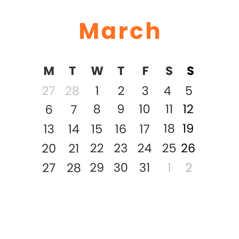 Instituto Hispánico de Murcia - Calendar - March 2023