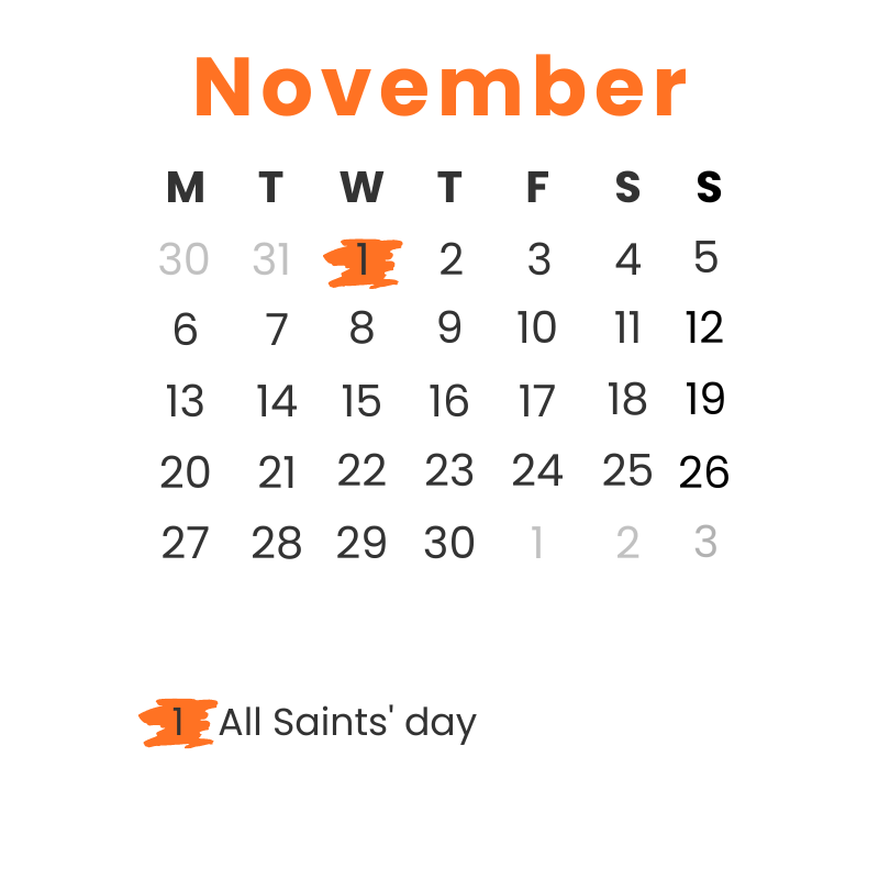 Instituto Hispánico de Murcia - Calendar - November 2023