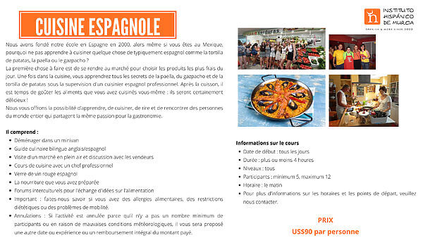 Instituto-Hispanico-de-Murcia-Cours-Camps-Vallarta-Cuisine espagnole