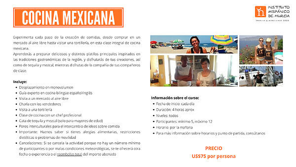 Instituto Hispanico de Murcia - Cursos - Campamento Vallarta - Cocina Mexicana