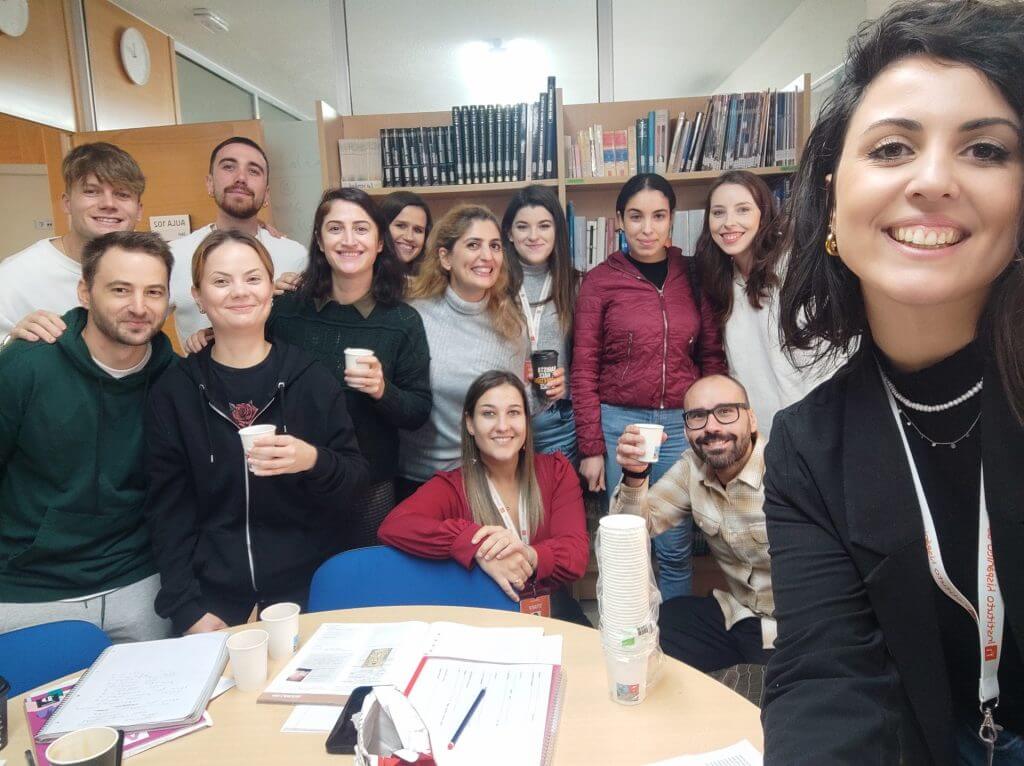 Selfie spanischer Studenten in Murcia