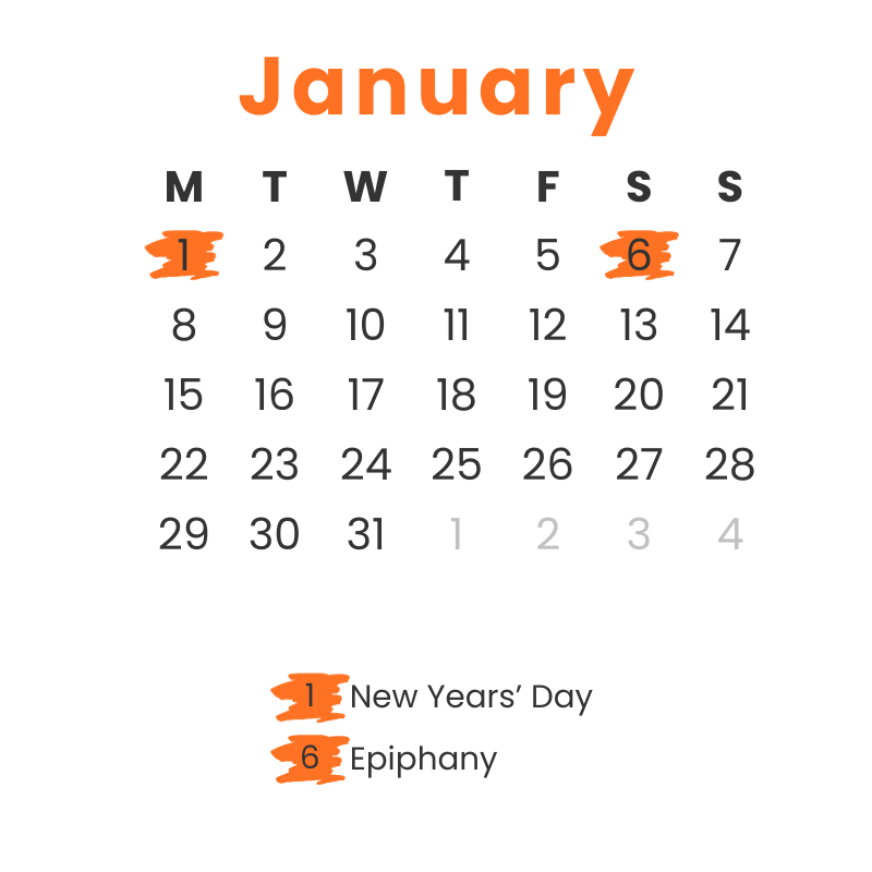 Instituto Hispánico de Murcia - Calendar - January 2024