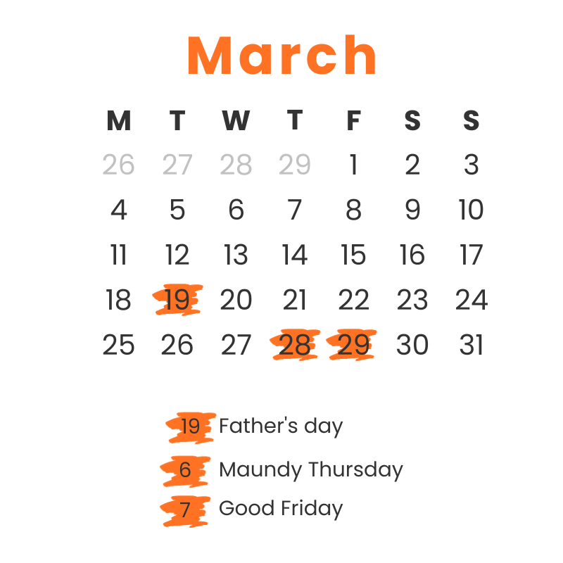 Instituto Hispánico de Murcia - Calendar - March 2024