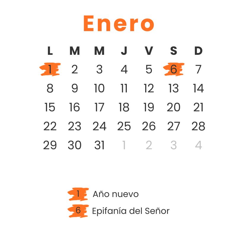 Instituto Hispanico de Murcia - Calendario - Enero 2024